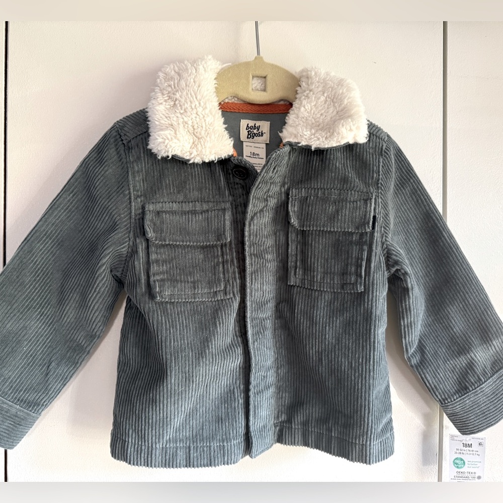 NWOT Baby B’gosh Sherpa Collar corduroy Fall Barn Jacket, 18 mo, MSRP $39
